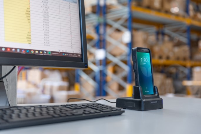 Warehouse docking station for mobile computer